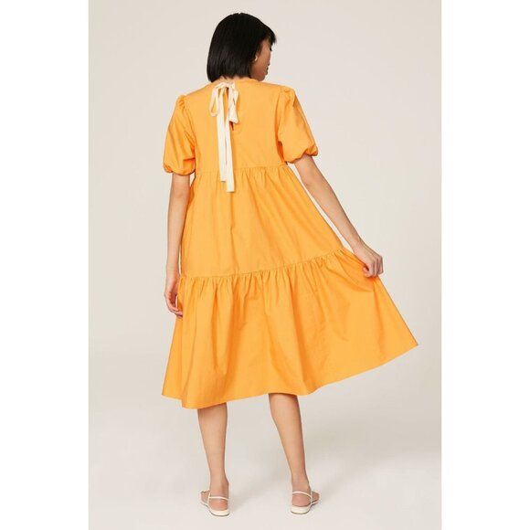 Peter Som Collective Marigold Orange Tiered Tie Back Midi Dress Women's Size 6 - Picture 2 of 11